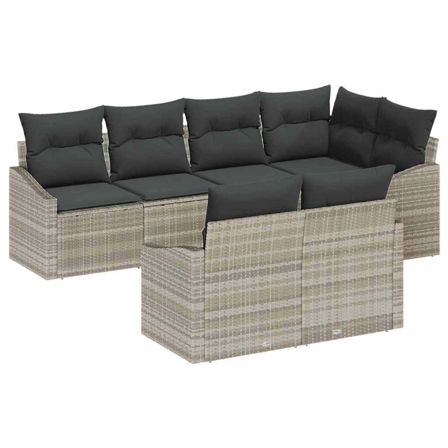 vidaXL Garten-Sofa-Set 7-Tlg Hellgrau Poly Rattan 3346762 von VIDAXL