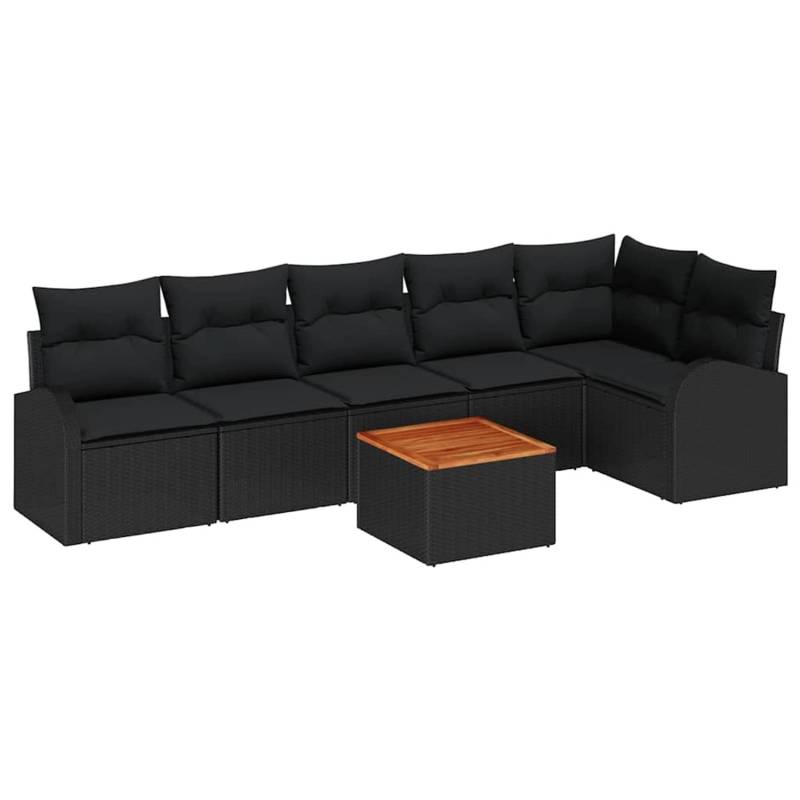 vidaXL Garten-Sofa-Set 7-Tlg Schwarz Poly Rattan 3347590 von VIDAXL