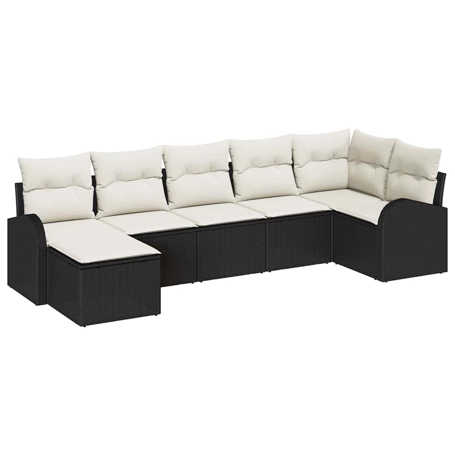 vidaXL Garten-Sofa-Set 7-Tlg Schwarz Poly Rattan 3354796 von VIDAXL