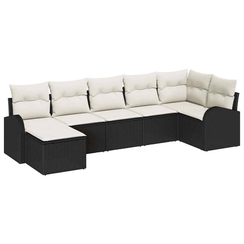 vidaXL Garten-Sofa-Set 7-Tlg Schwarz Poly Rattan 3354796 von VIDAXL