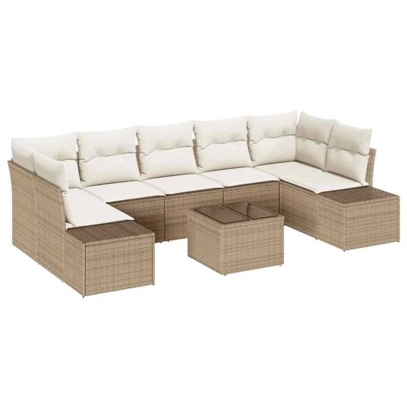 vidaXL Garten-Sofa-Set 8-Tlg Beige Poly Rattan 3346981 von VIDAXL