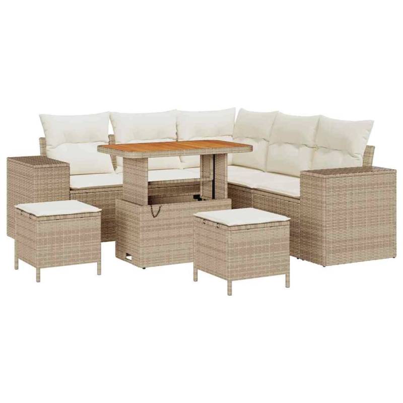 vidaXL Garten-Sofa-Set 8-Tlg Beige Poly Rattan 3362006 von VIDAXL