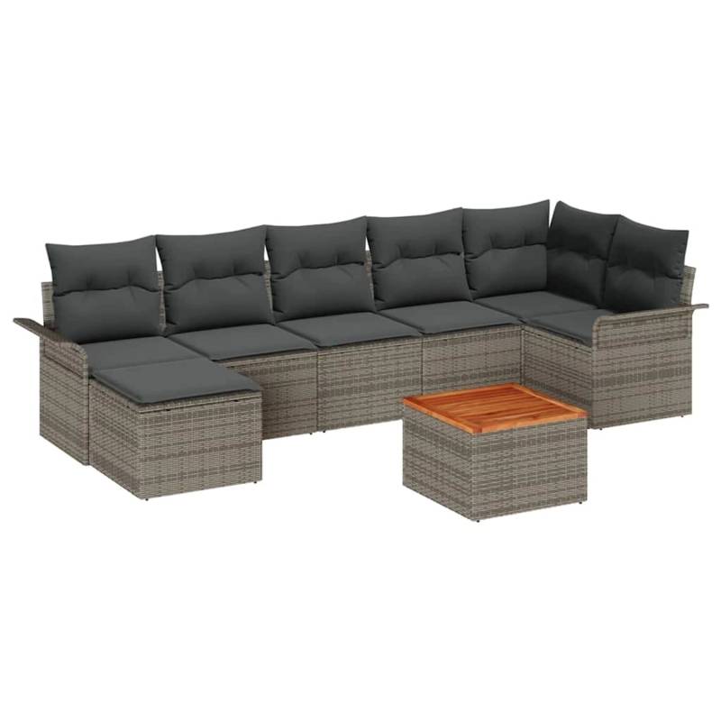 vidaXL Garten-Sofa-Set 8-Tlg Grau Poly Rattan 3347356 von VIDAXL