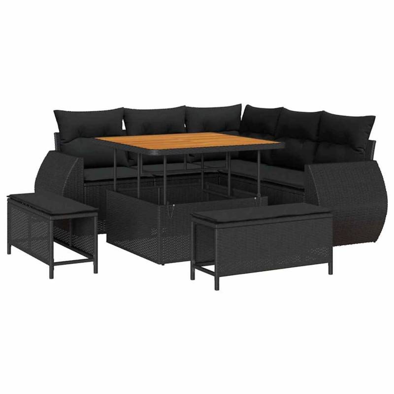 vidaXL Garten-Sofa-Set 8-Tlg Schwarz Poly Rattan 3361864 von VIDAXL