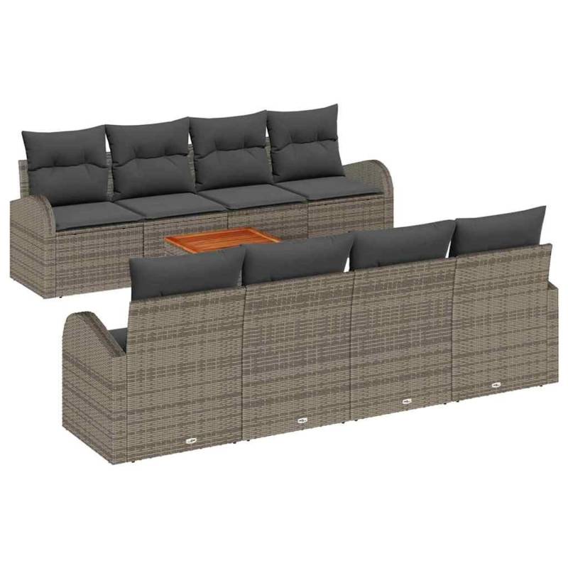 vidaXL Garten-Sofa-Set 9-Tlg Grau Poly Rattan 3347552 von VIDAXL