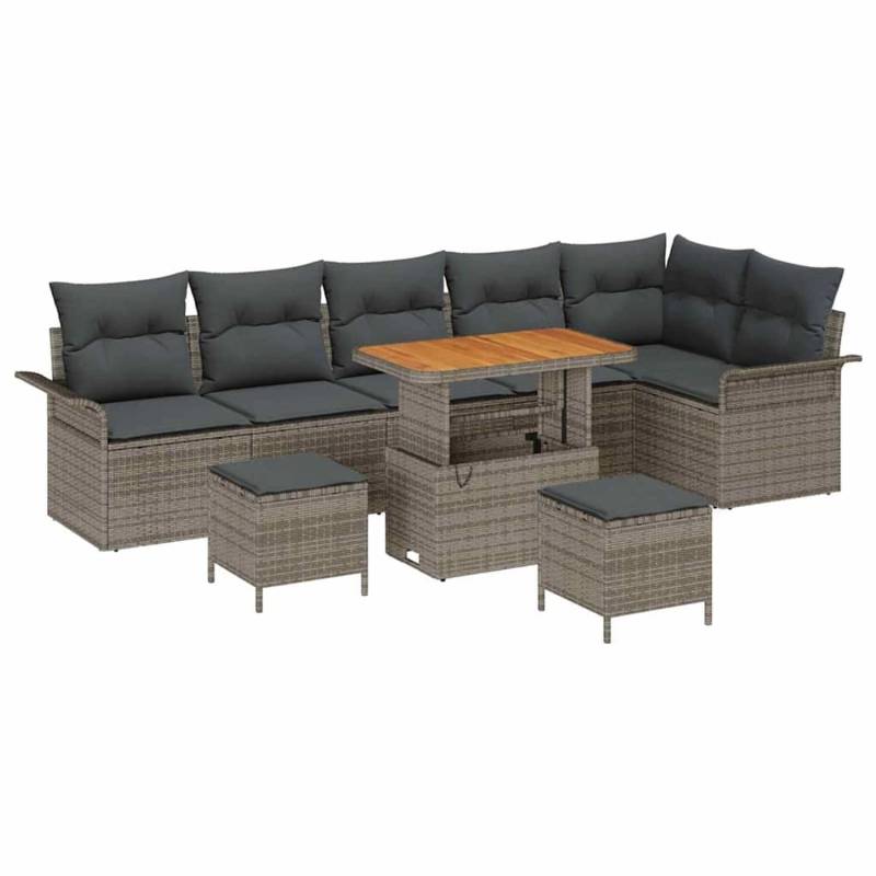 vidaXL Garten-Sofa-Set 9-Tlg Grau Poly Rattan 3362158 von VIDAXL