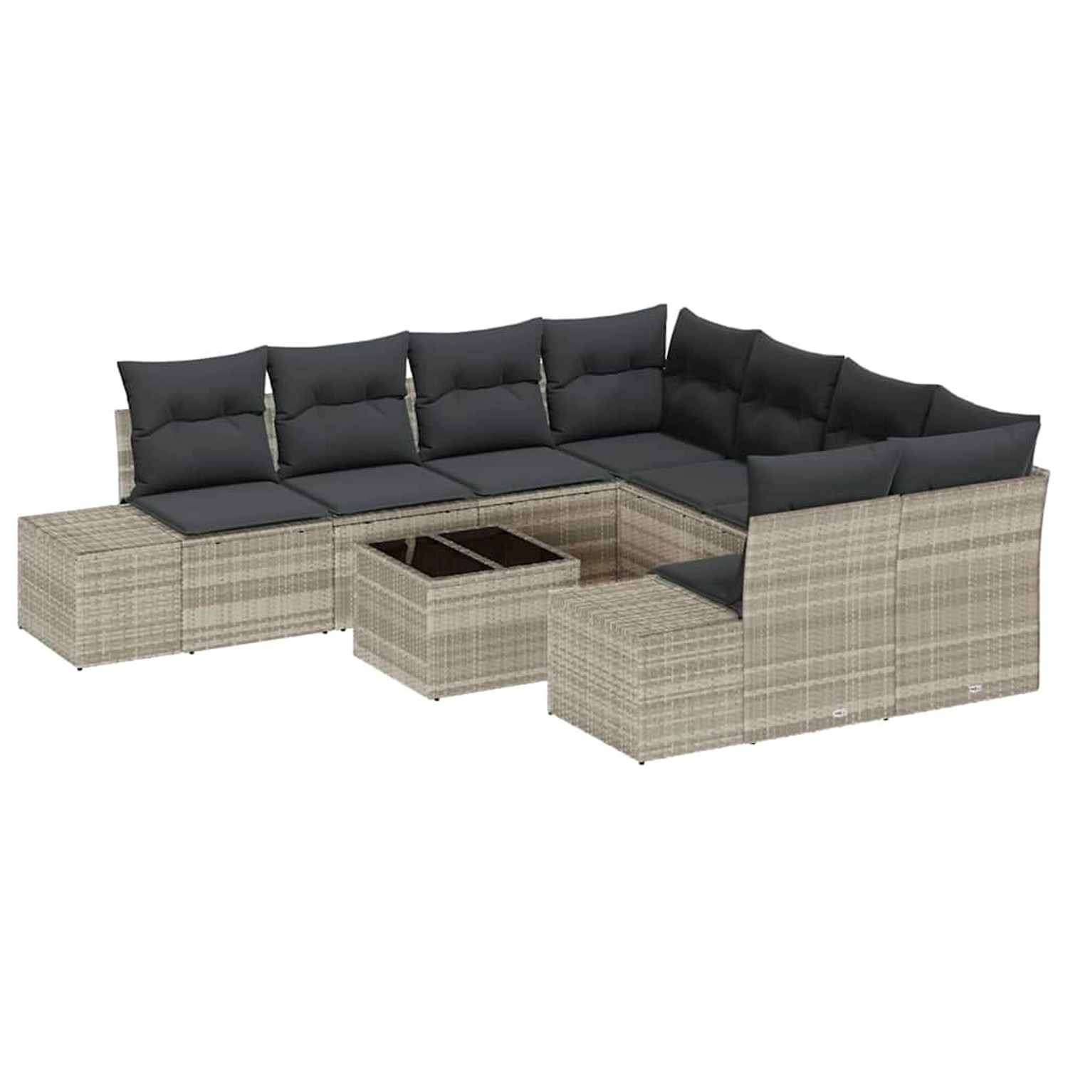 vidaXL Garten-Sofa-Set 9-Tlg Hellgrau Poly Rattan 3347002 von VIDAXL