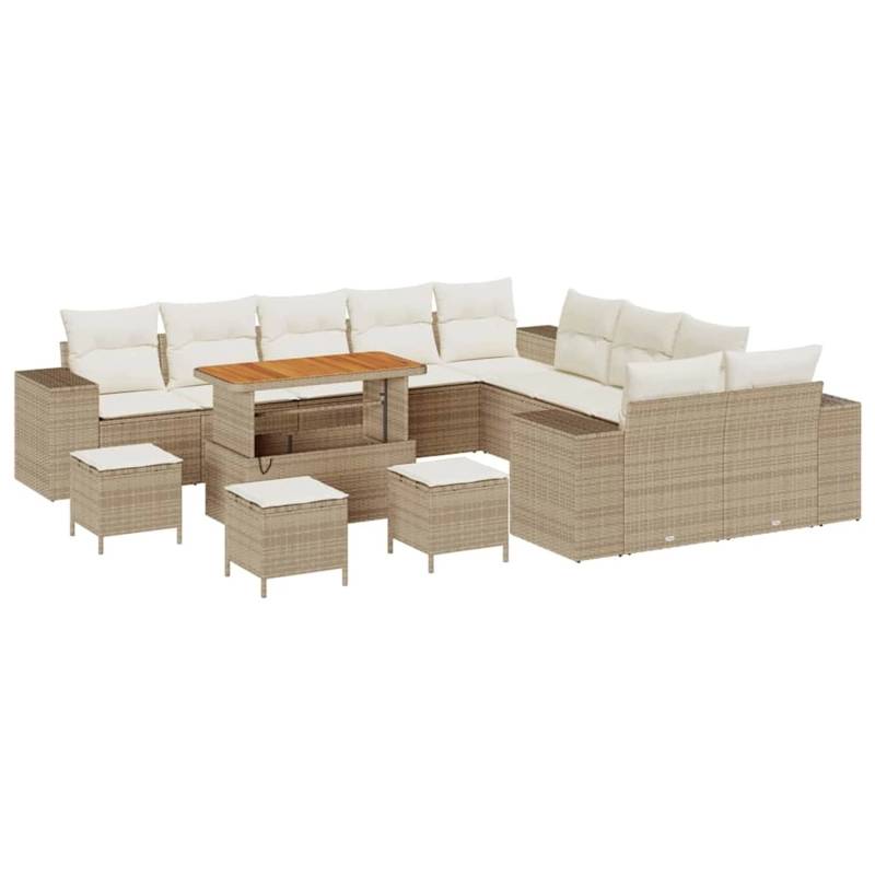 vidaXL Garten-Sofa-Set Höhenverstellbar 13-Tlg Beige Poly Rattan 3362071 von VIDAXL