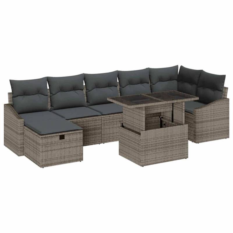 vidaXL Garten-Sofa-Set Höhenverstellbar 8-Tlg Grau Poly Rattan 3361178 von VIDAXL
