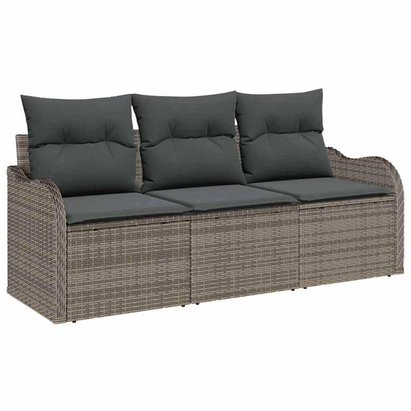 vidaXL Garten-Sofa-Set mit Kissen 3-Tlg Grau Poly Rattan 3345559 vidaXL Garten-Sofa-Set mit Kissen 3-Tlg Grau Poly Rattan 3345559 von VIDAXL