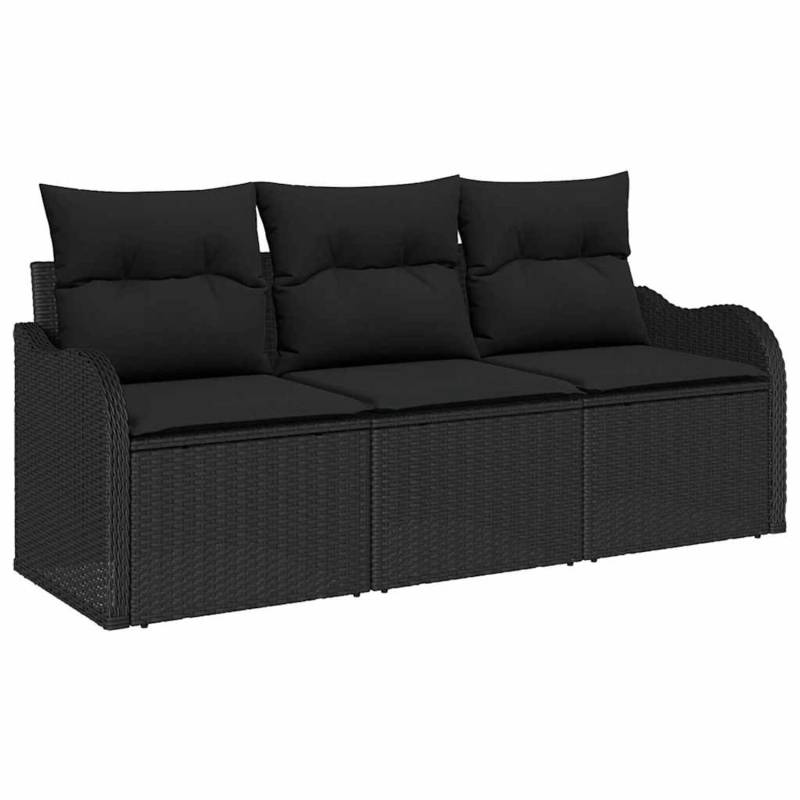 vidaXL Garten-Sofa-Set mit Kissen 3-Tlg Schwarz Poly Rattan 3354232 vidaXL Garten-Sofa-Set mit Kissen 3-Tlg Schwarz Poly Rattan 3354232 von VIDAXL