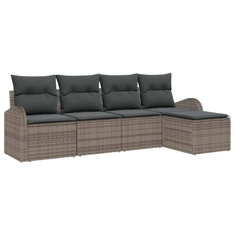 vidaXL Garten-Sofa-Set mit Kissen 5-Tlg Grau Poly Rattan 3345999 von VIDAXL