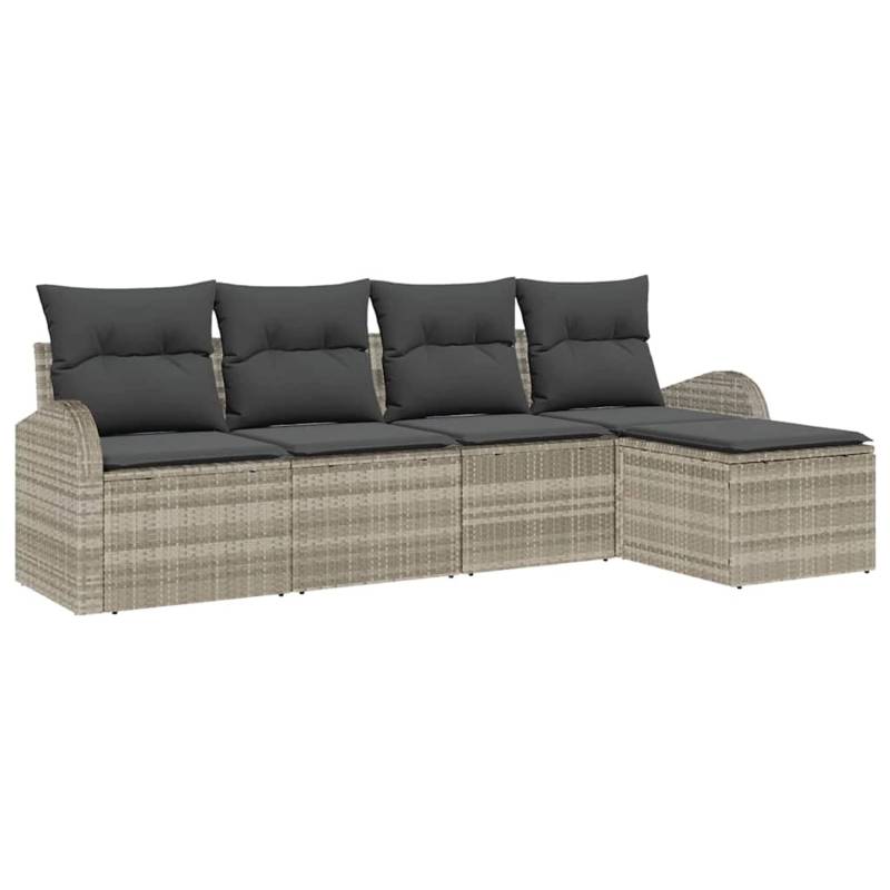 vidaXL Garten-Sofa-Set mit Kissen 5-Tlg Hellgrau Poly Rattan 3346002 vidaXL Garten-Sofa-Set mit Kissen 5-Tlg Hellgrau Poly Rattan 3346002 von VIDAXL