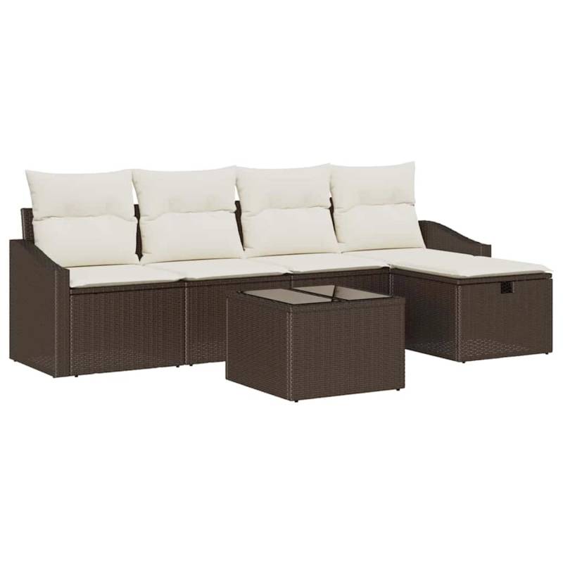 vidaXL Garten-Sofa-Set mit Kissen 6-Tlg Braun Poly Rattan 3359267 von VIDAXL