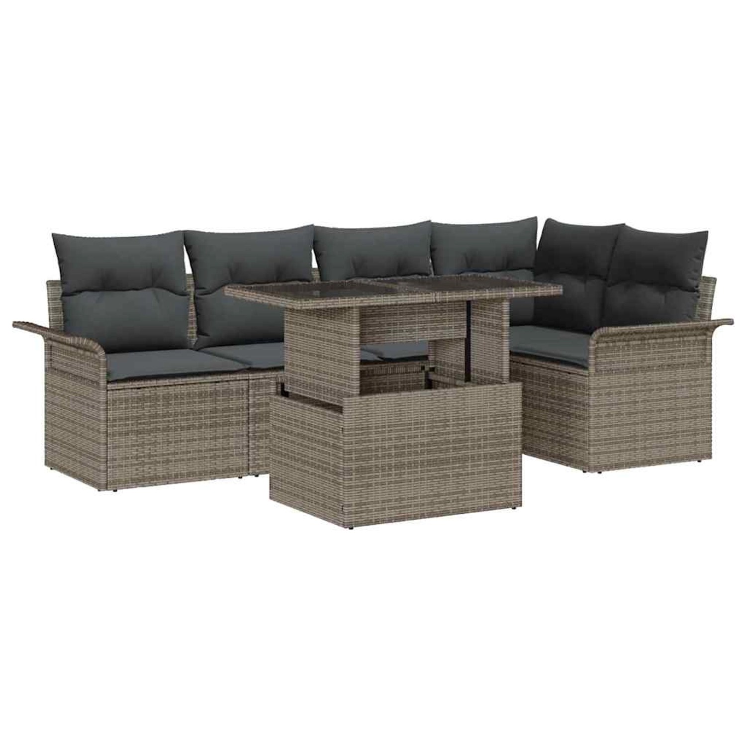 vidaXL Garten-Sofa-Set mit Kissen 6-Tlg Grau Poly Rattan 3348285 vidaXL Garten-Sofa-Set mit Kissen 6-Tlg Grau Poly Rattan 3348285 von VIDAXL