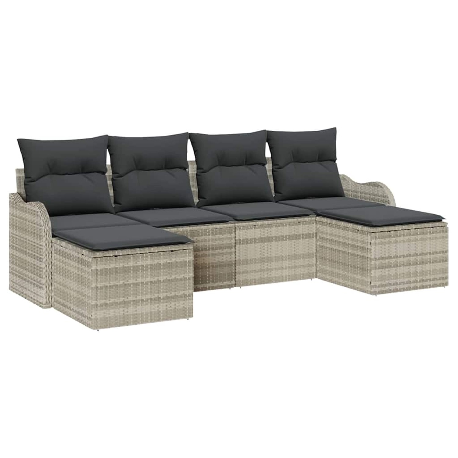 vidaXL Garten-Sofa-Set mit Kissen 6-Tlg Hellgrau Poly Rattan 3354481 vidaXL Garten-Sofa-Set mit Kissen 6-Tlg Hellgrau Poly Rattan 3354481 von VIDAXL