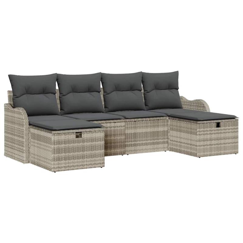 vidaXL Garten-Sofa-Set mit Kissen 6-Tlg Hellgrau Poly Rattan 3360353 vidaXL Garten-Sofa-Set mit Kissen 6-Tlg Hellgrau Poly Rattan 3360353 von VIDAXL