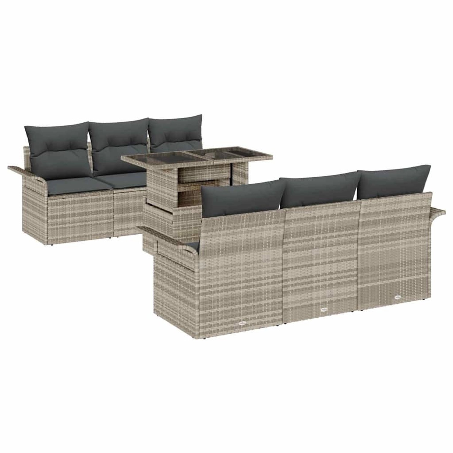 vidaXL Garten-Sofa-Set mit Kissen 7-Tlg Hellgrau Poly Rattan 3356945 vidaXL Garten-Sofa-Set mit Kissen 7-Tlg Hellgrau Poly Rattan 3356945 von VIDAXL
