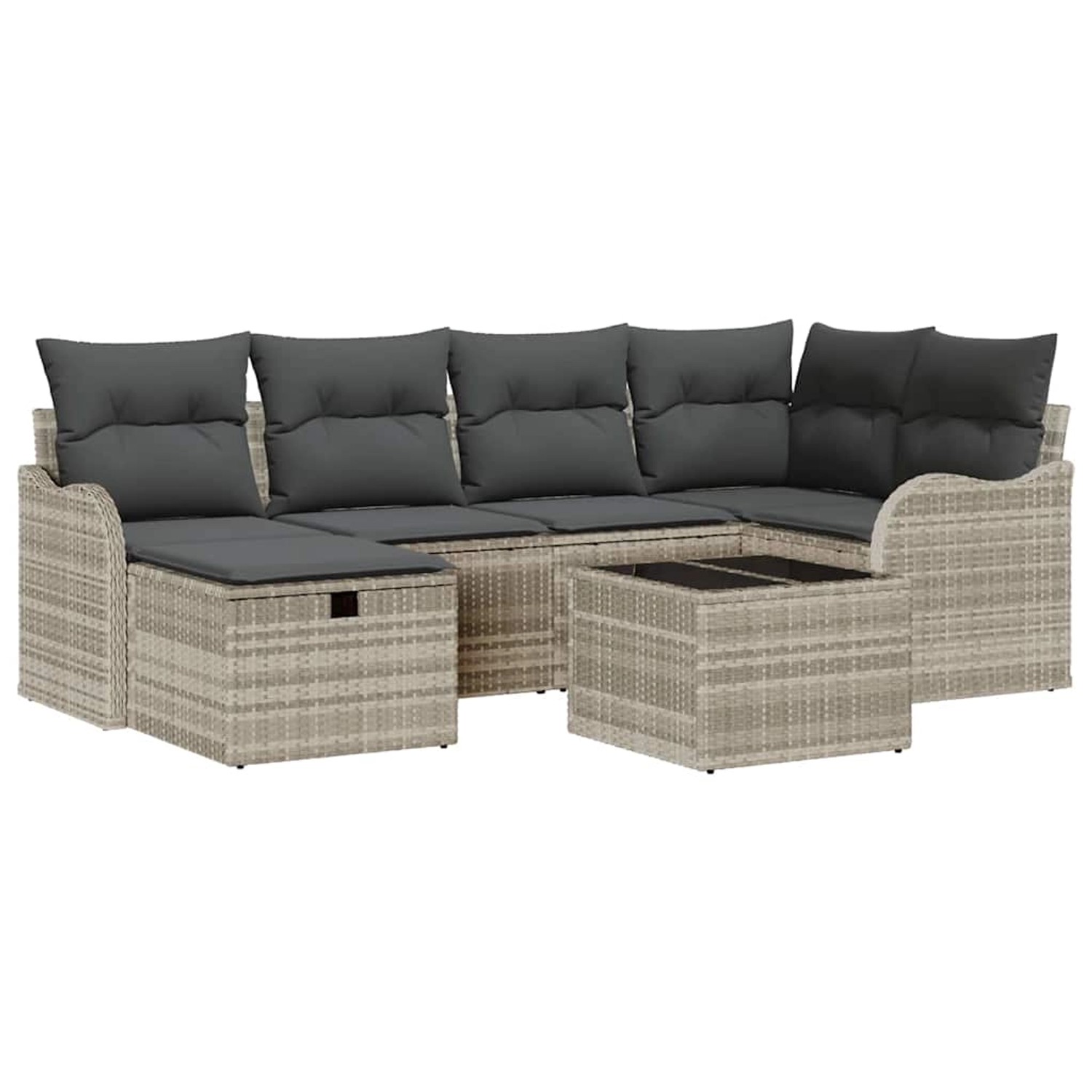 vidaXL Garten-Sofa-Set mit Kissen 7-Tlg Hellgrau Poly Rattan 3360323 vidaXL Garten-Sofa-Set mit Kissen 7-Tlg Hellgrau Poly Rattan 3360323 von VIDAXL