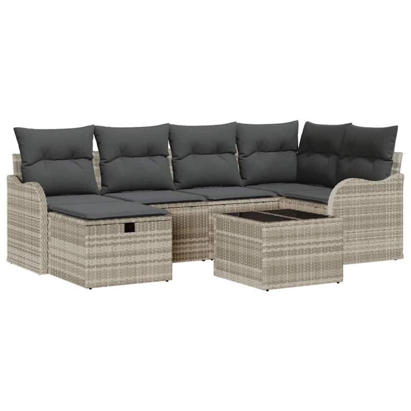 vidaXL Garten-Sofa-Set mit Kissen 7-Tlg Hellgrau Poly Rattan 3360323 vidaXL Garten-Sofa-Set mit Kissen 7-Tlg Hellgrau Poly Rattan 3360323 von VIDAXL