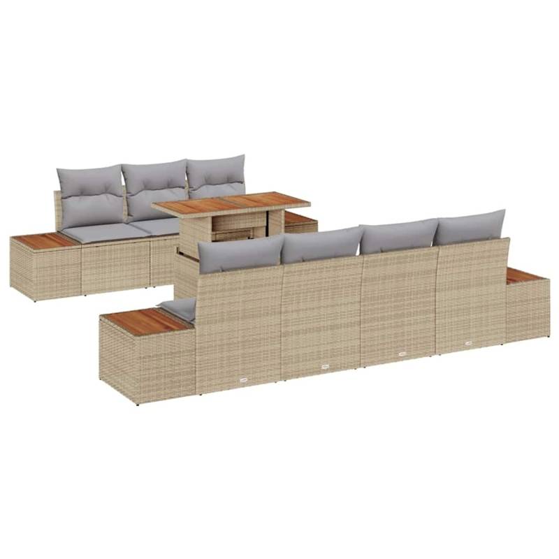 vidaXL Garten-Sofa-Set mit Kissen 8-Tlg Beige Poly Rattan 3350042 von VIDAXL