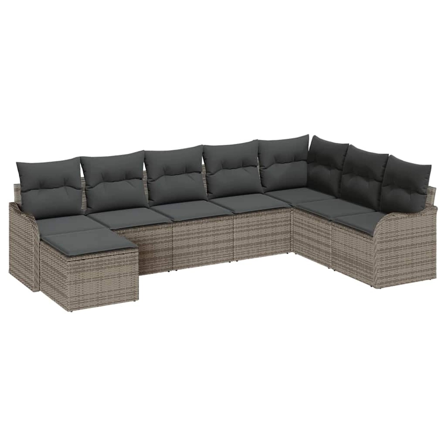 vidaXL Garten-Sofa-Set mit Kissen 8-Tlg Grau Poly Rattan 3354488 von VIDAXL