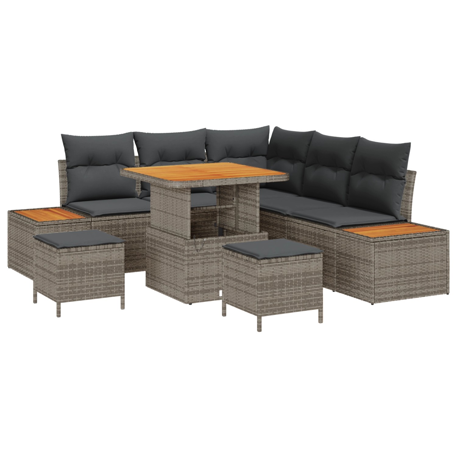 vidaXL Garten-Sofa-Set mit Kissen 8-Tlg Grau Poly Rattan 3362913 von VIDAXL