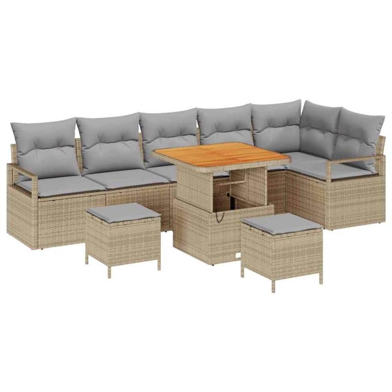 vidaXL Garten-Sofa-Set mit Kissen 9-Tlg Beige Poly Rattan 3362542 von VIDAXL