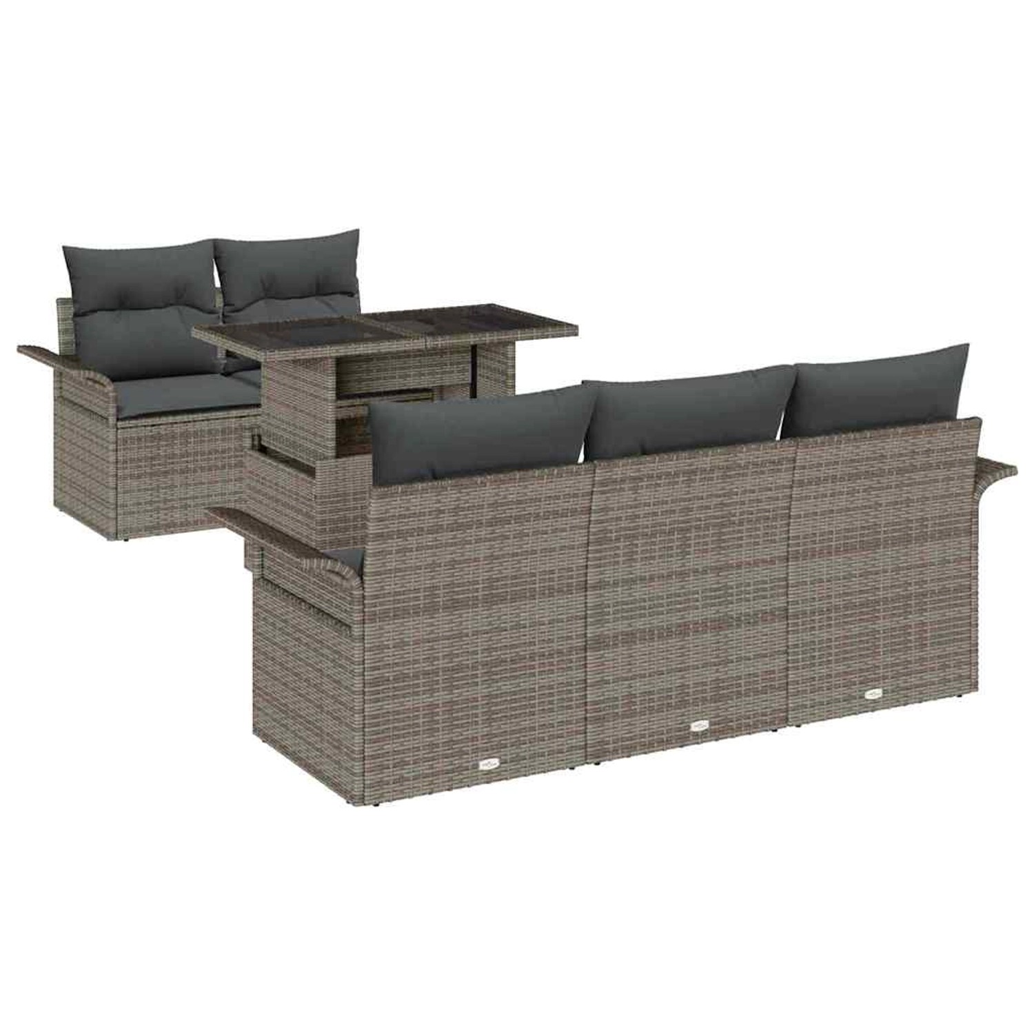 vidaXL Garten-Sofa-Set mit Kissen mit Speicher 6-Tlg Grau Poly Rattan 3356932 vidaXL Garten-Sofa-Set mit Kissen mit Speicher 6-Tlg Grau Poly Rattan 3356932 von VIDAXL
