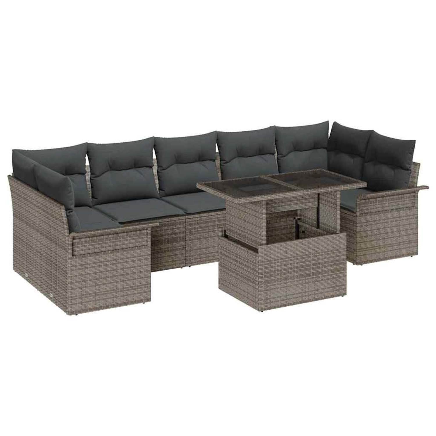 vidaXL Garten-Sofa-Set mit Kissen mit Speicher 8-Tlg Grau Poly Rattan 3356972 vidaXL Garten-Sofa-Set mit Kissen mit Speicher 8-Tlg Grau Poly Rattan 3356972 von VIDAXL