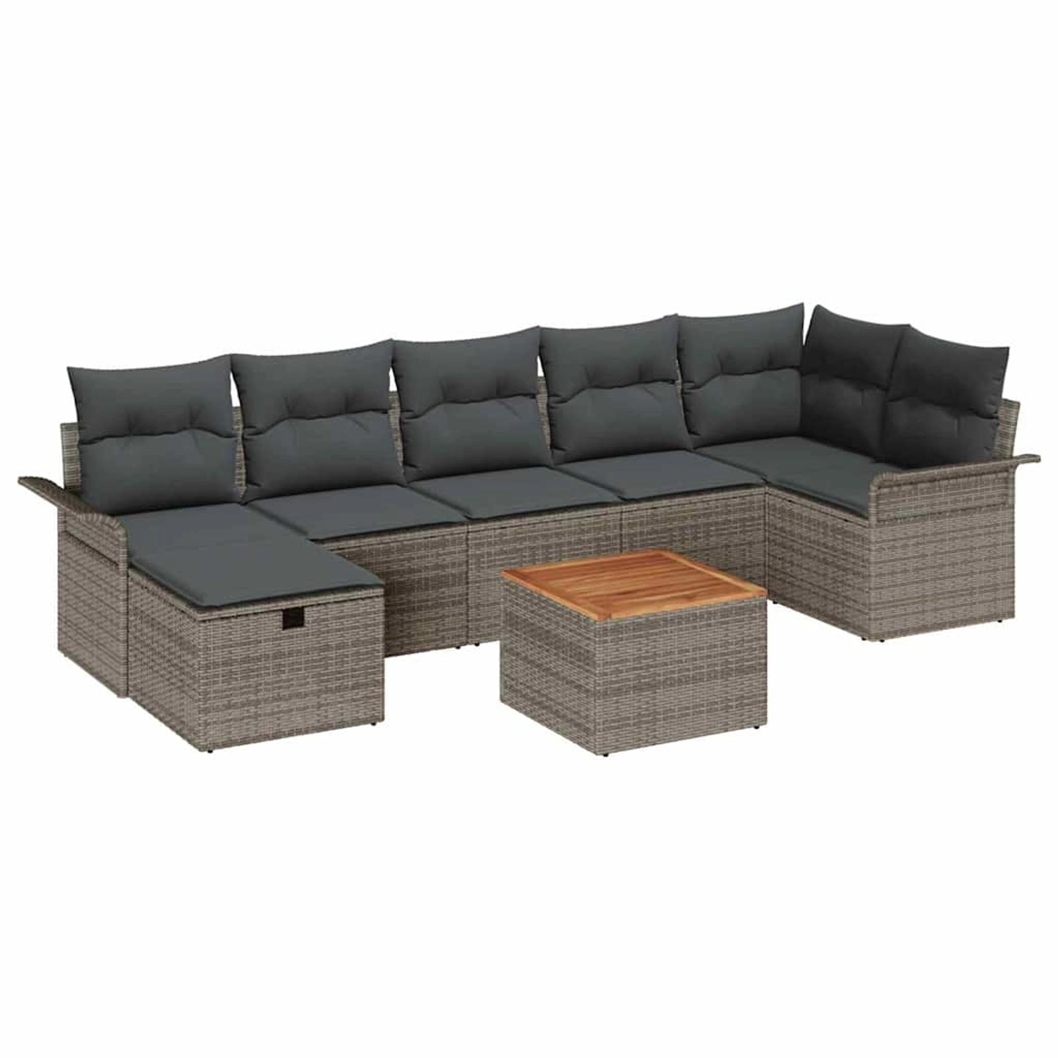 vidaXL Garten-Sofa-Set mit Kissen mit Speicher 8-Tlg Grau Poly Rattan 3360793 von VIDAXL
