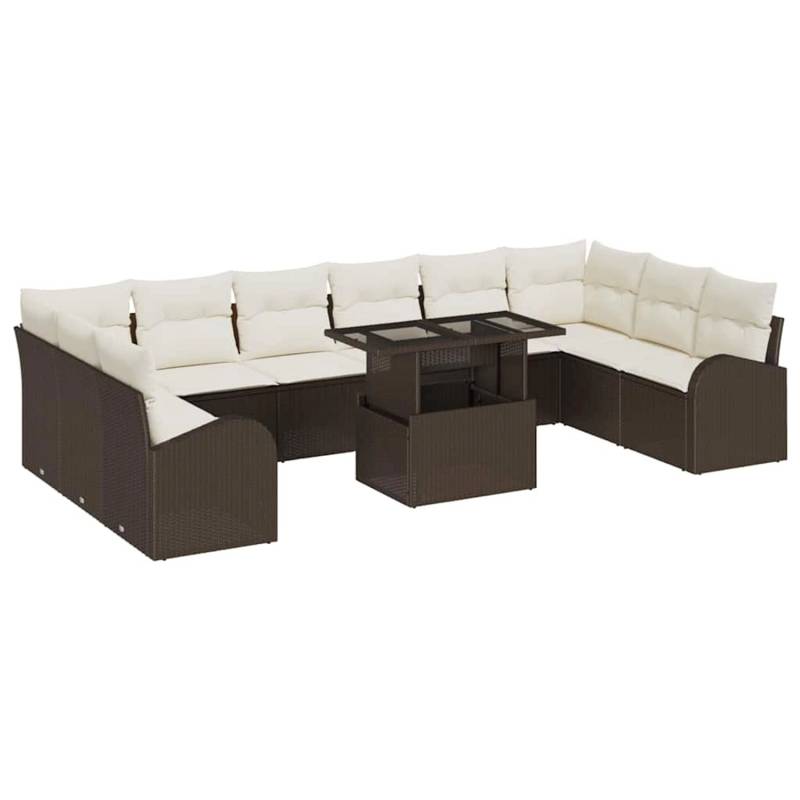 vidaXL Garten-Sofa-Set mit Speicher 11-Tlg Braun Poly Rattan 3357451 von VIDAXL