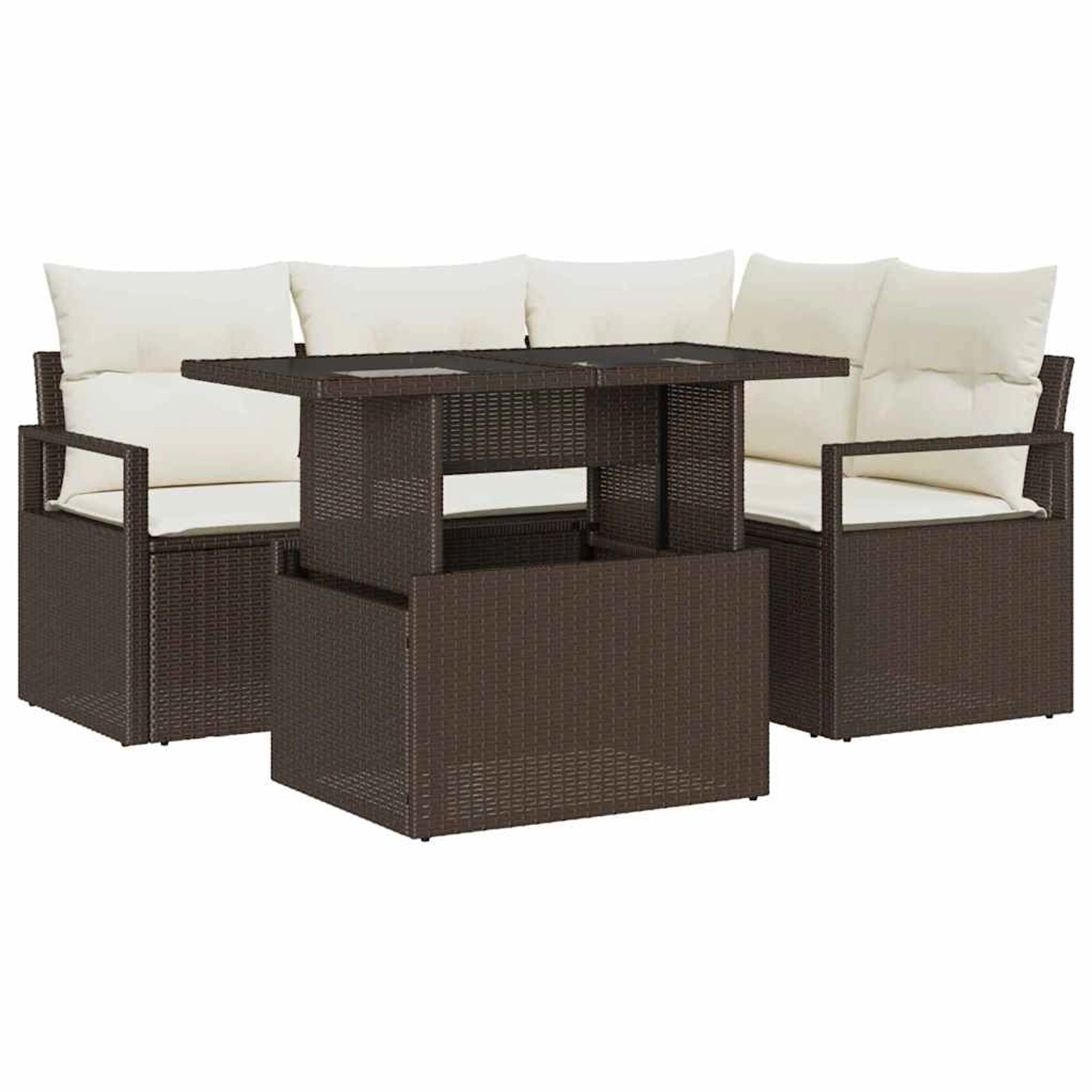 vidaXL Garten-Sofa-Set mit Speicher 5-Tlg Braun Poly Rattan 3357551 vidaXL Garten-Sofa-Set mit Speicher 5-Tlg Braun Poly Rattan 3357551 von VIDAXL