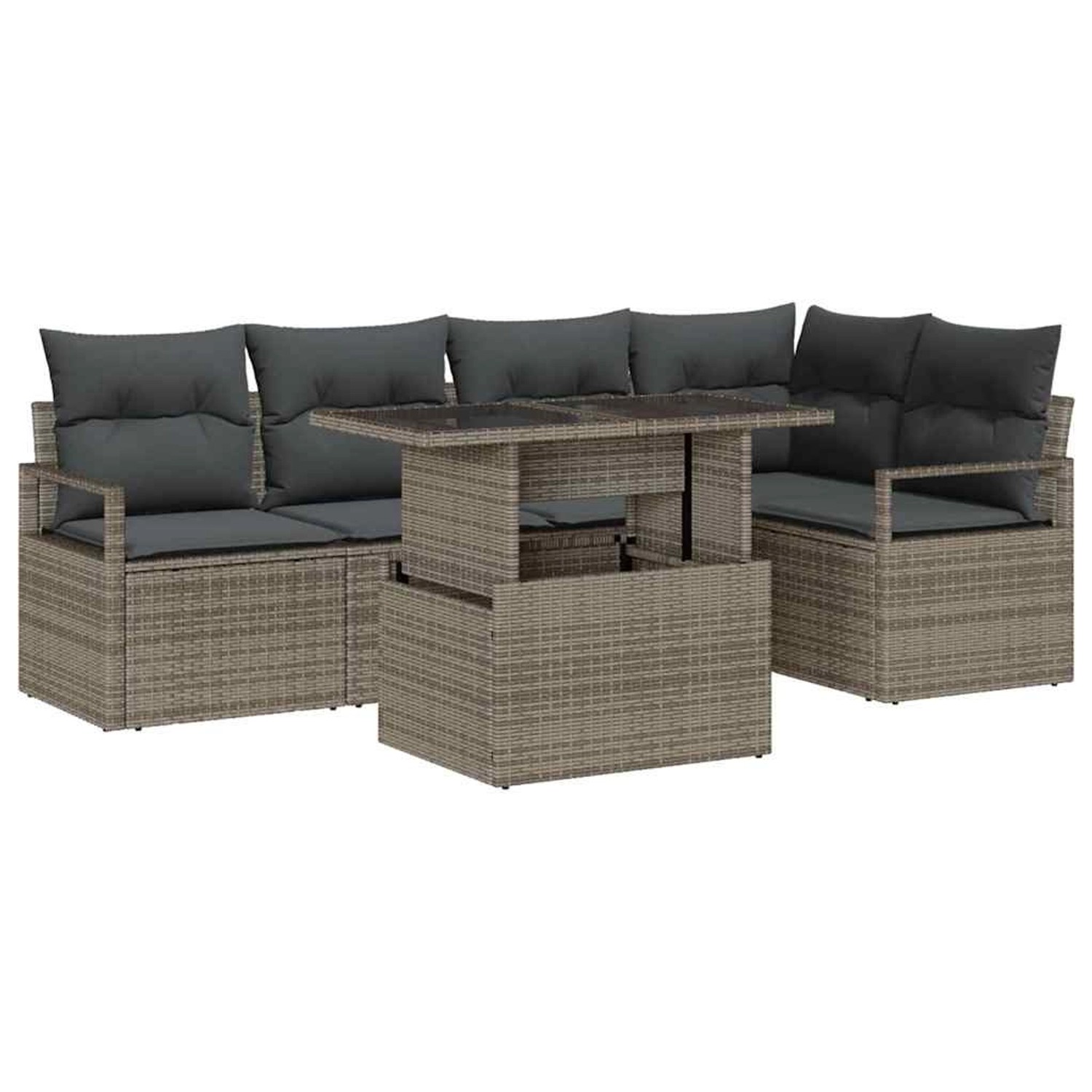 vidaXL Garten-Sofa-Set mit Speicher 6-Tlg Grau Poly Rattan 3357562 vidaXL Garten-Sofa-Set mit Speicher 6-Tlg Grau Poly Rattan 3357562 von VIDAXL