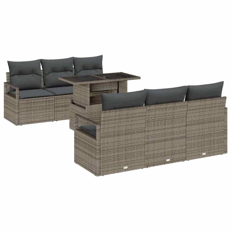 vidaXL Garten-Sofa-Set mit Speicher 7-Tlg Grau Poly Rattan 3357482 von VIDAXL