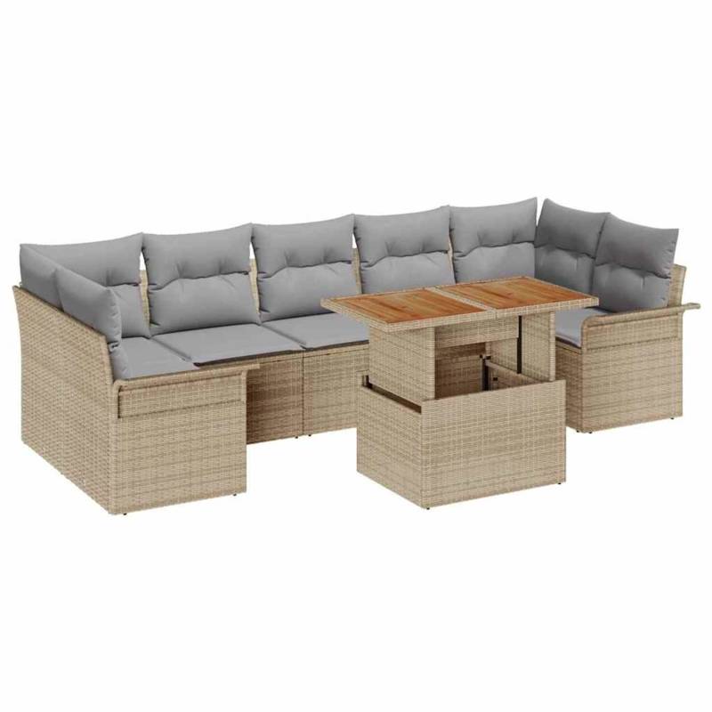 vidaXL Garten-Sofa-Set mit Speicher 8-Tlg Beige Poly Rattan 3358037 von VIDAXL