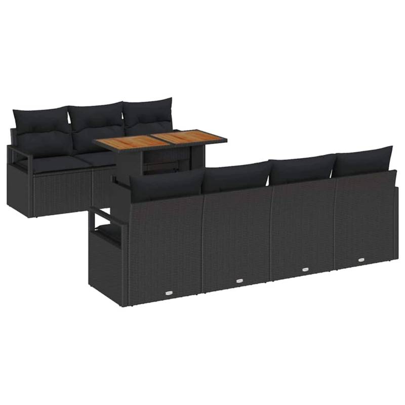 vidaXL Garten-Sofa-Set mit Speicher 8-Tlg Schwarz Poly Rattan 3358410 von VIDAXL
