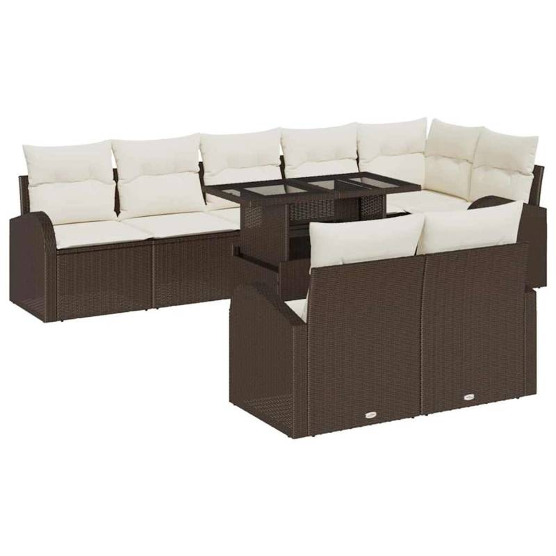 vidaXL Garten-Sofa-Set mit Speicher 9-Tlg Braun Poly Rattan 3357401 von VIDAXL