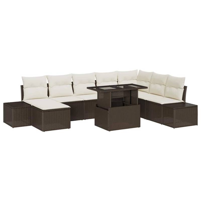 vidaXL Garten-Sofa-Set mit Speicher 9-Tlg Braun Poly Rattan 3357971 von VIDAXL