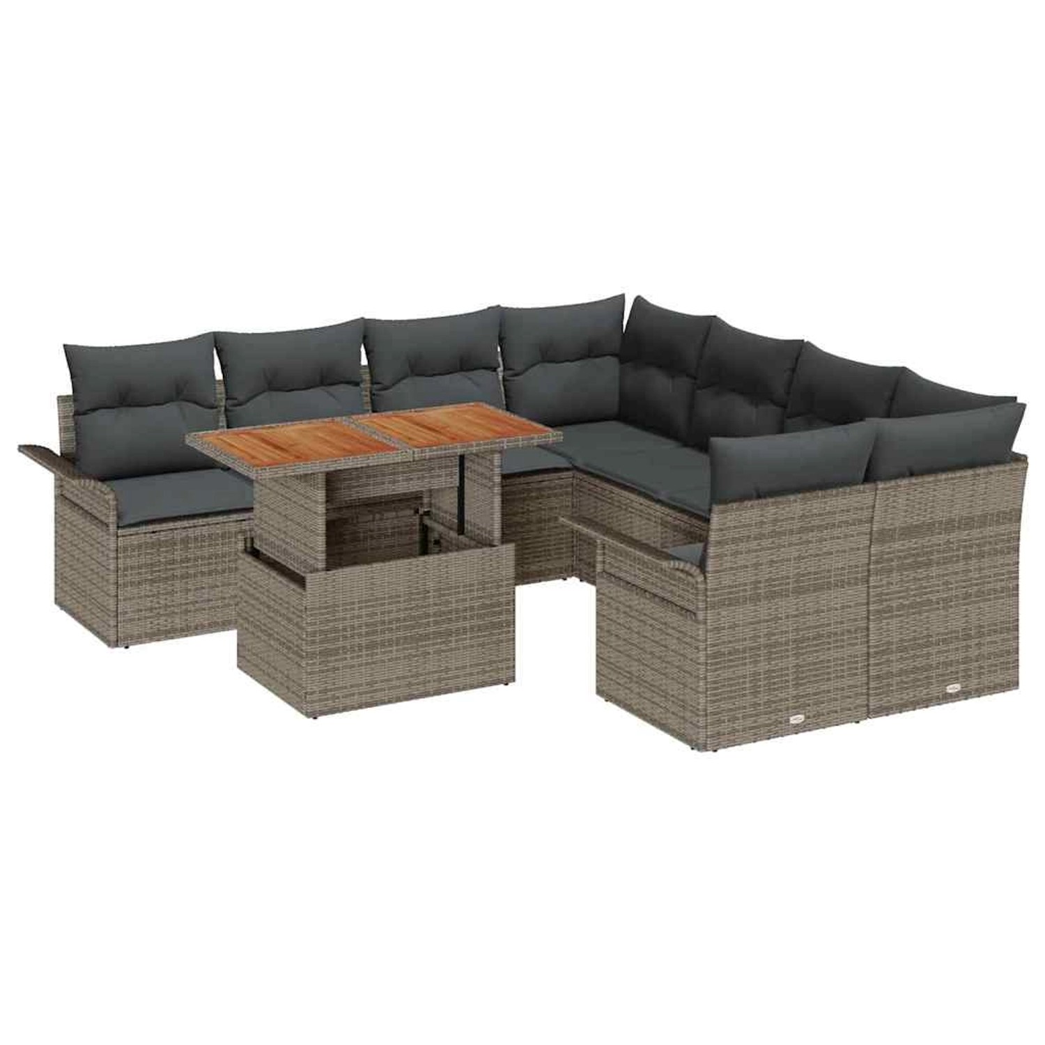 vidaXL Garten-Sofa-Set mit Speicher 9-Tlg Grau Poly Rattan 3358050 vidaXL Garten-Sofa-Set mit Speicher 9-Tlg Grau Poly Rattan 3358050 von VIDAXL