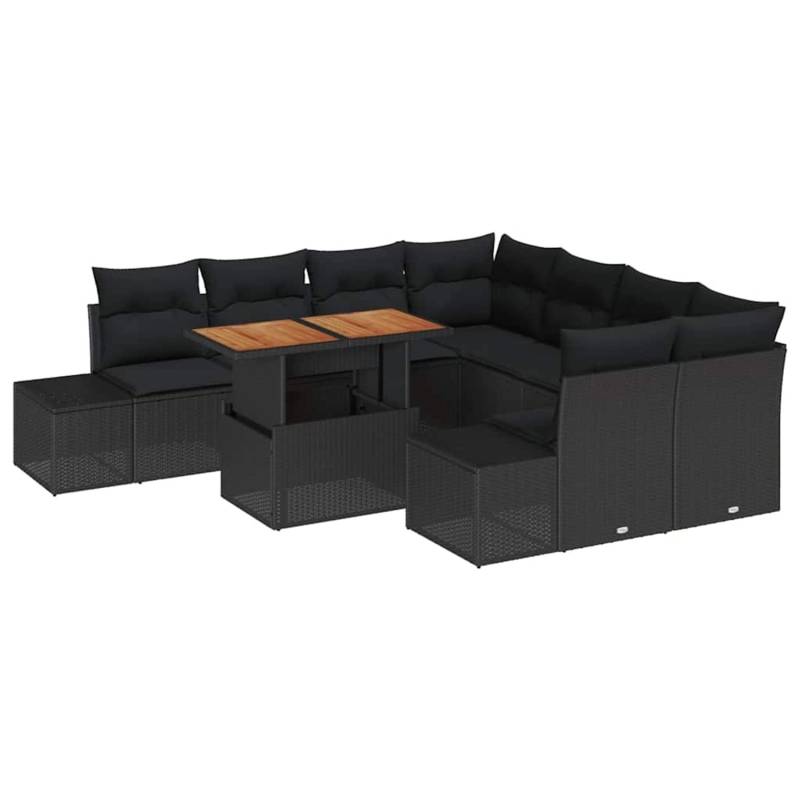 vidaXL Garten-Sofa-Set mit Speicher 9-Tlg Schwarz Poly Rattan 3358683 von VIDAXL