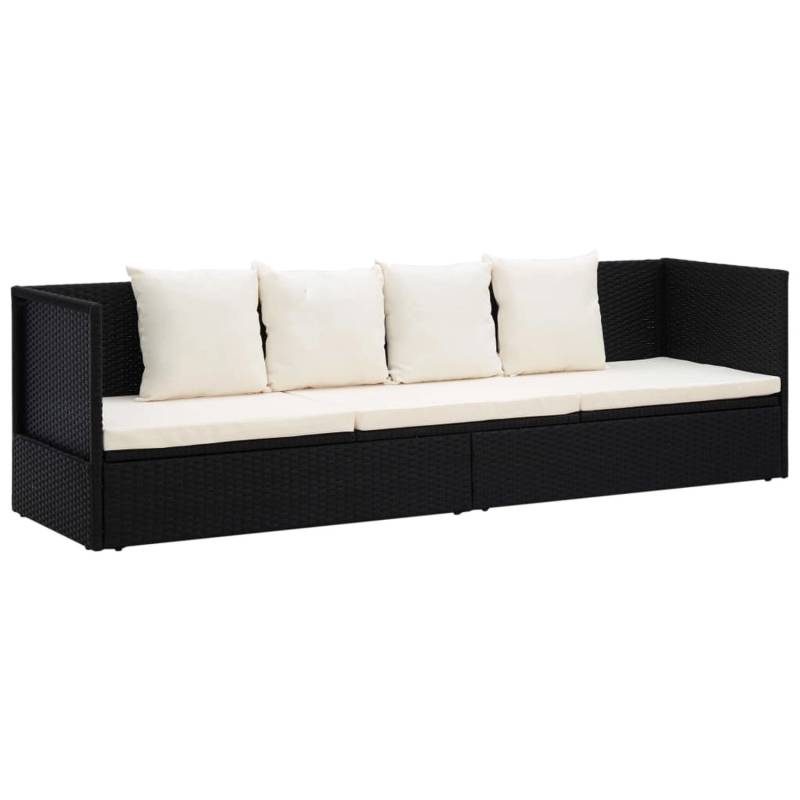 VidaXL Garten-Sofabett mit Kissen Poly Rattan 200 x 60 x 58 cm Schwarz von VIDAXL