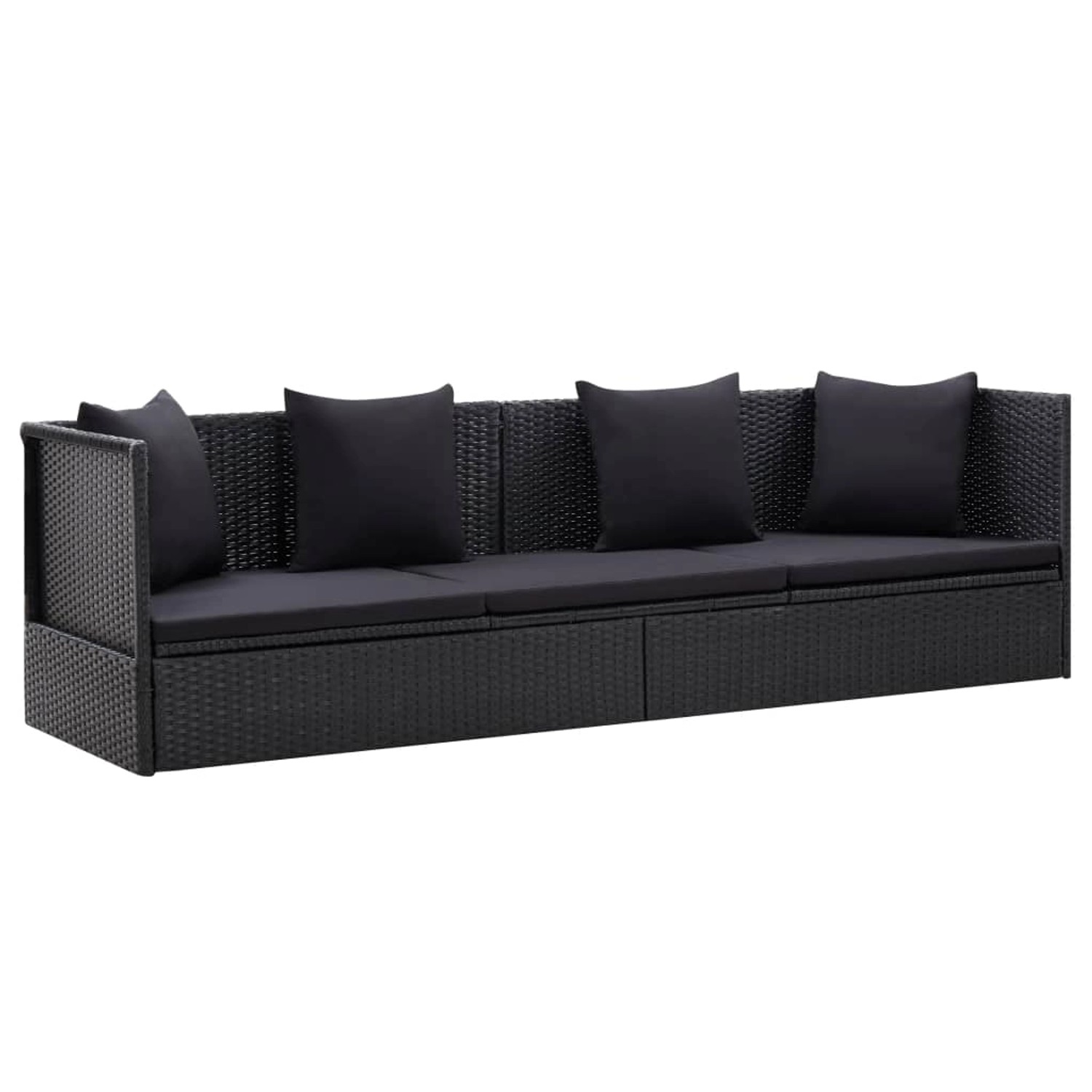 VidaXL Garten-Sofabett mit Kissen Poly Rattan Schwarz 200 x 60 x 58 cm VidaXL Garten-Sofabett mit Kissen Poly Rattan Schwarz 200 x 60 x 58 cm von VIDAXL