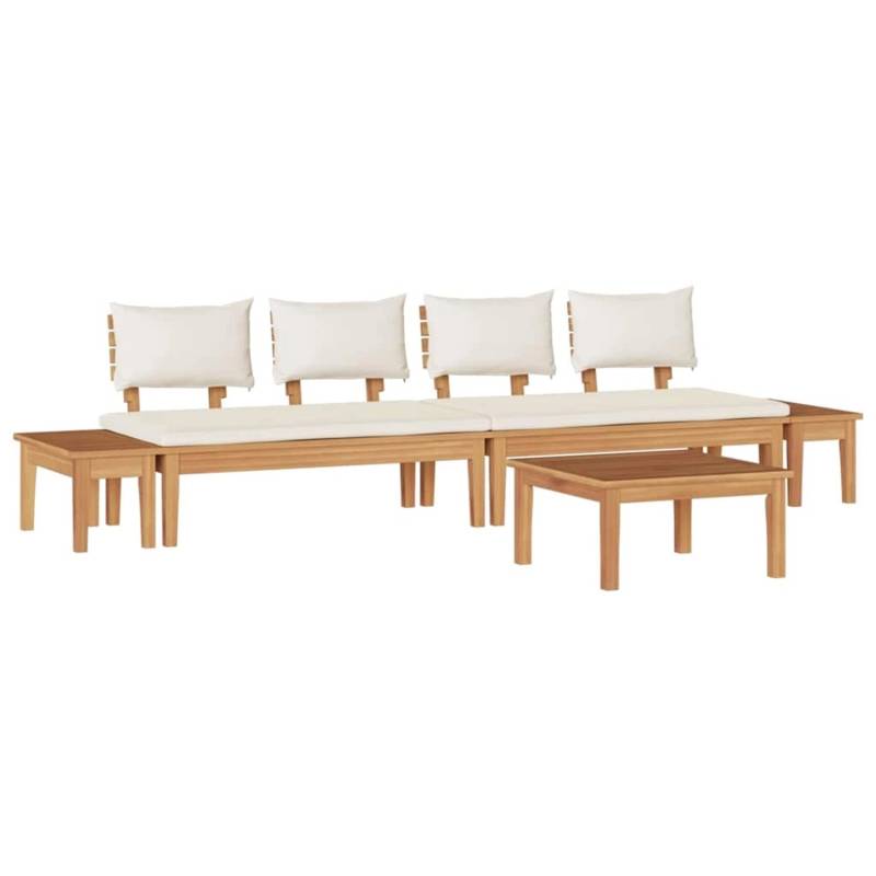 vidaXL Gartenbänke Set mit Kissen mit Speicher 5-Tlg Braun Creme 3356872 von VIDAXL