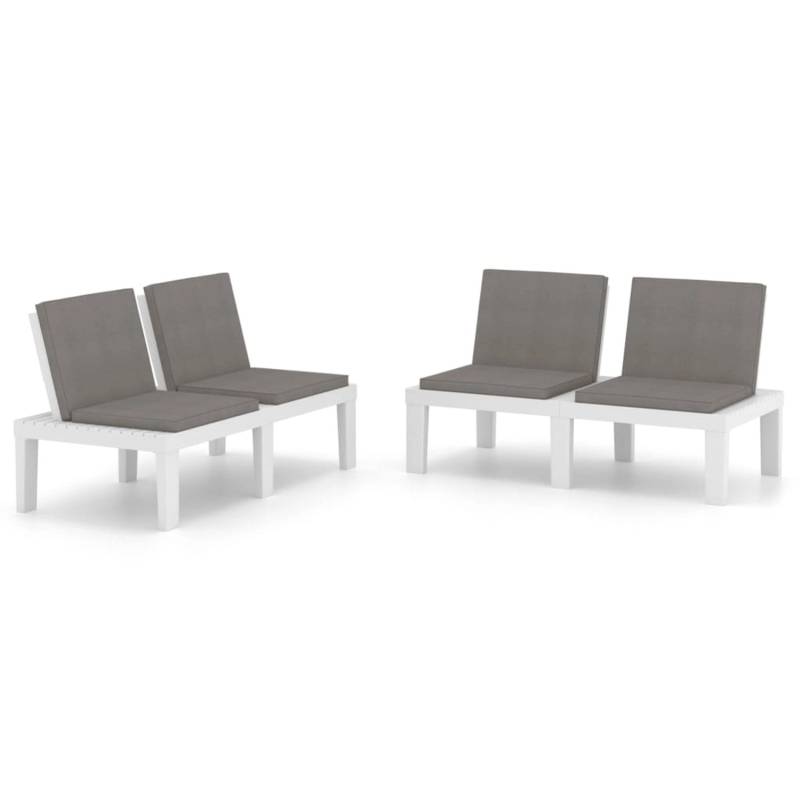 vidaXL Gartenbänke mit Kissen 2 Stk. Kunststoff Weiß 3059825 von VIDAXL