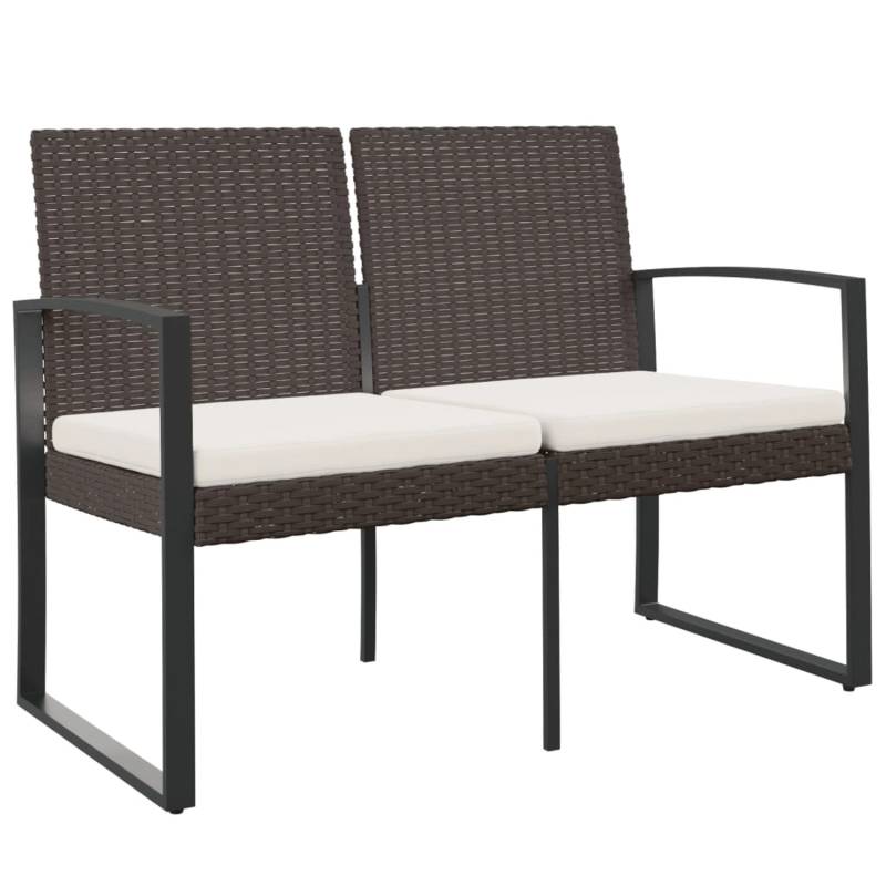 VidaXL Gartenbank 2-Sitzer mit Kissen Braun PP-Rattan von VIDAXL
