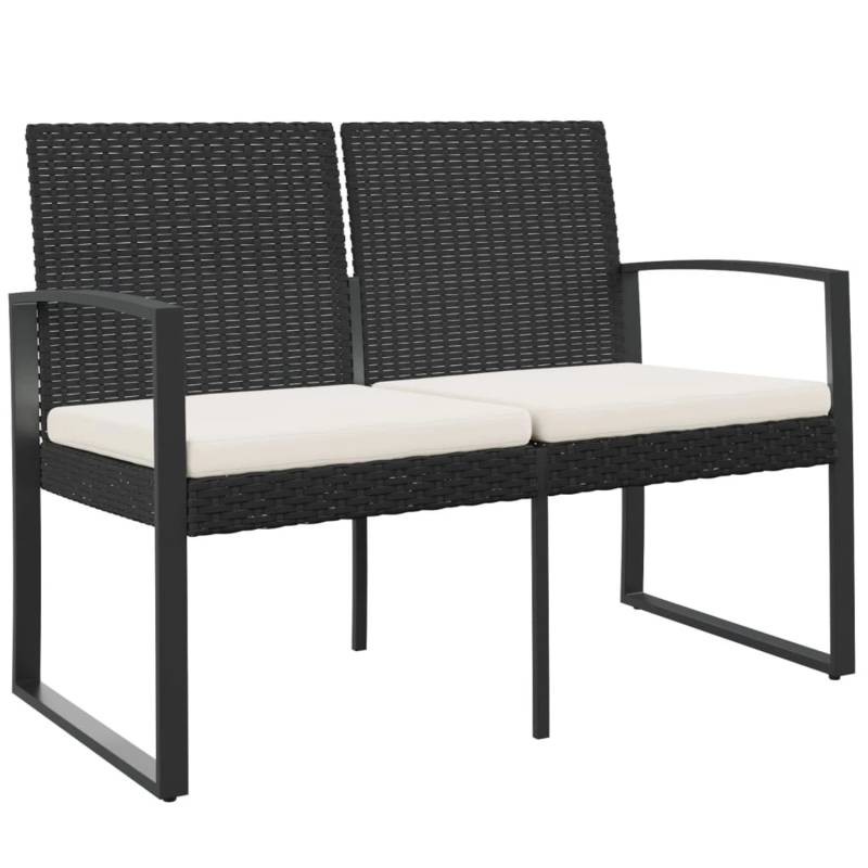 VidaXL Gartenbank 2-Sitzer mit Kissen Schwarz PP-Rattan von VIDAXL