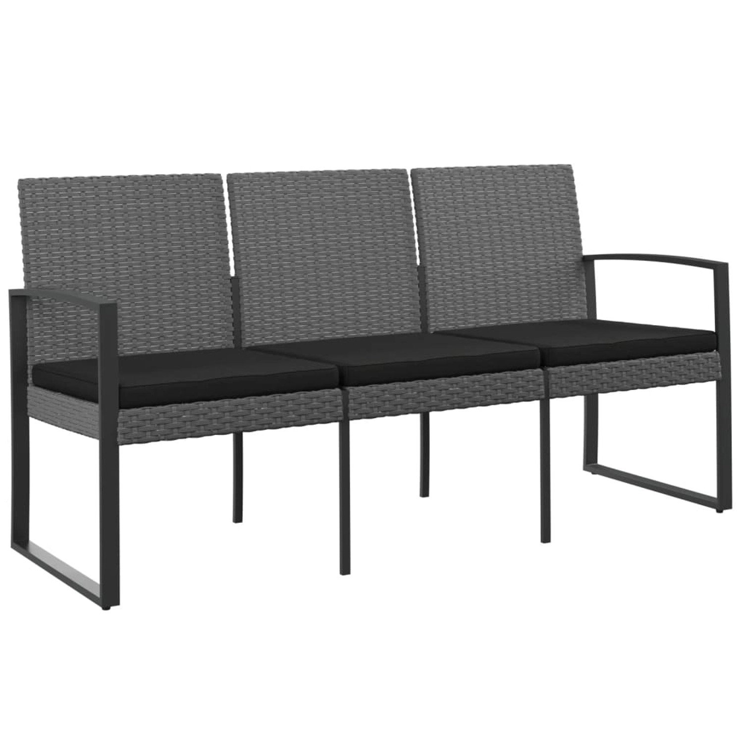 vidaXL Gartenbank 3-Sitzer mit Kissen Dunkelgrau PP-Rattan 360214 vidaXL Gartenbank 3-Sitzer mit Kissen Dunkelgrau PP-Rattan 360214 von VIDAXL