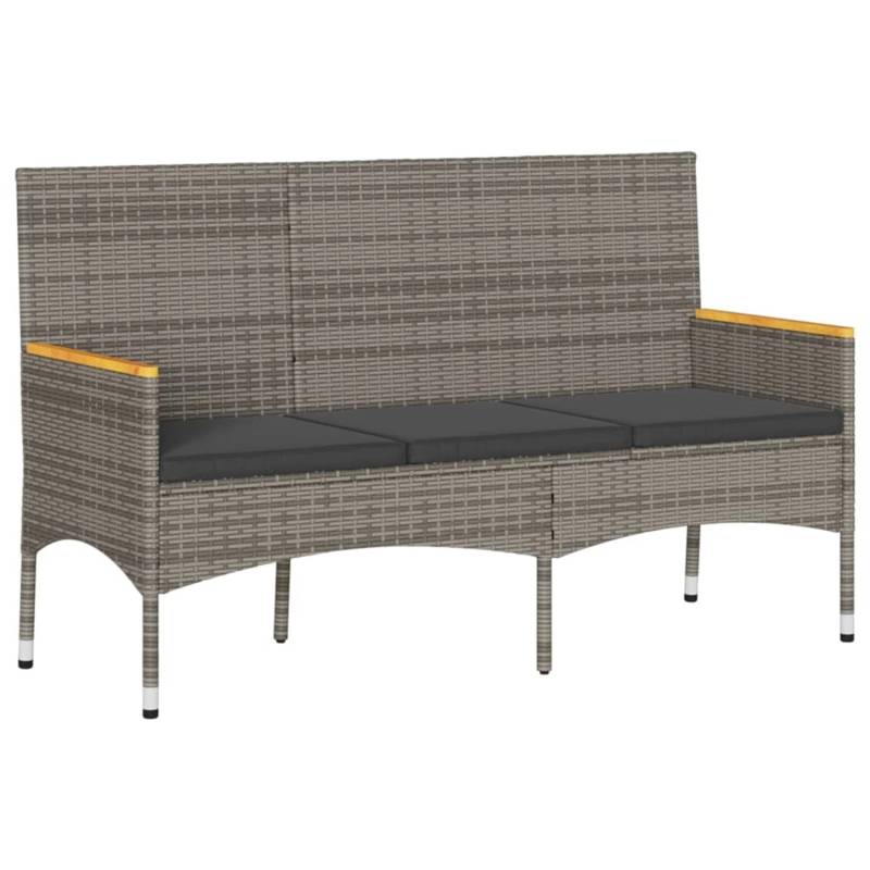 vidaXL Gartenbank 3-Sitzer mit Kissen Grau Poly Rattan 365442 von VIDAXL