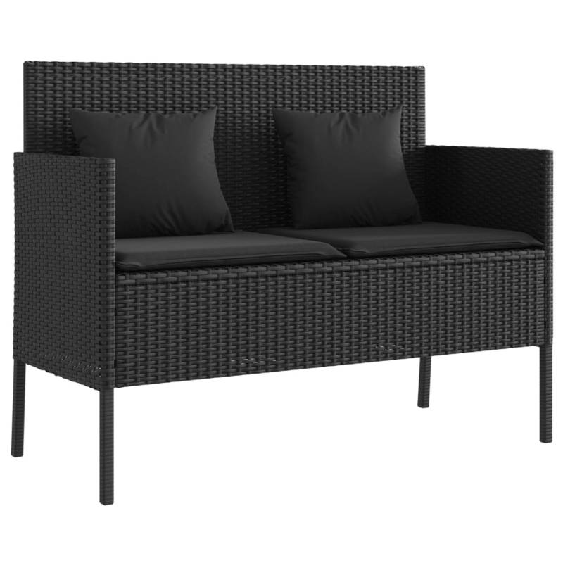 VidaXL Gartenbank Poly Rattan mit Kissen Schwarz von VIDAXL